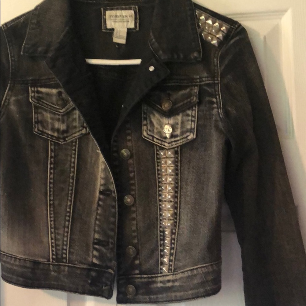 Rocker Faded black jean jacket